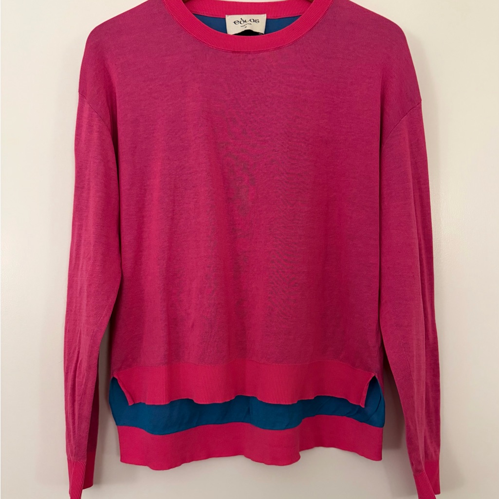 Nwot Elas Pink And Blue Crew Neck Sweater